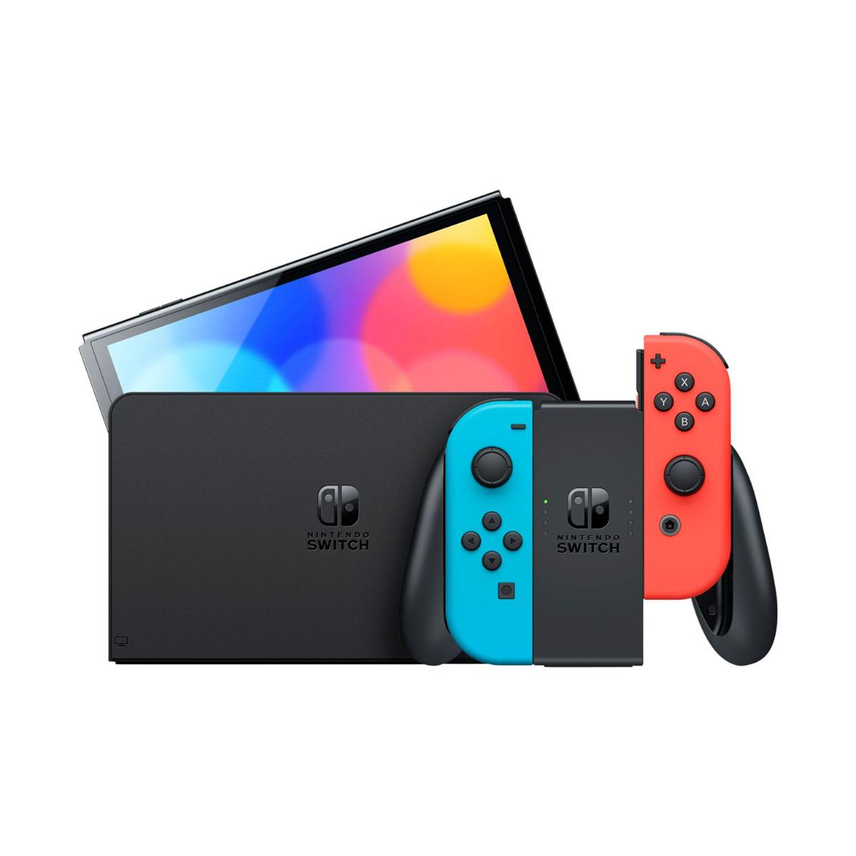 Nintendo Switch (OLED Model) - Neon Red And Neon Blue Joy-Con