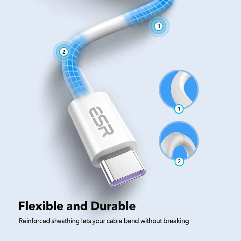 ESR - 5A USB-A to USB-C Fast Charging Cable (3.3 ft/1 m) - White