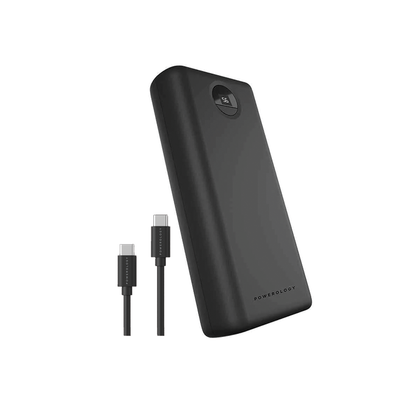 Powerology Power Bank with Charging Cable, Quick Charge Portable Power Bank 30000mAh PD 45W Fast Charging Power Bank with Type-C to Type-C Cable 0.9M - Black