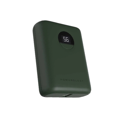 Powerology Power Bank, Ultra-Compact Design Power Bank 10000mAh Capacity PD 18W Fast Charge Power Bank (Green)