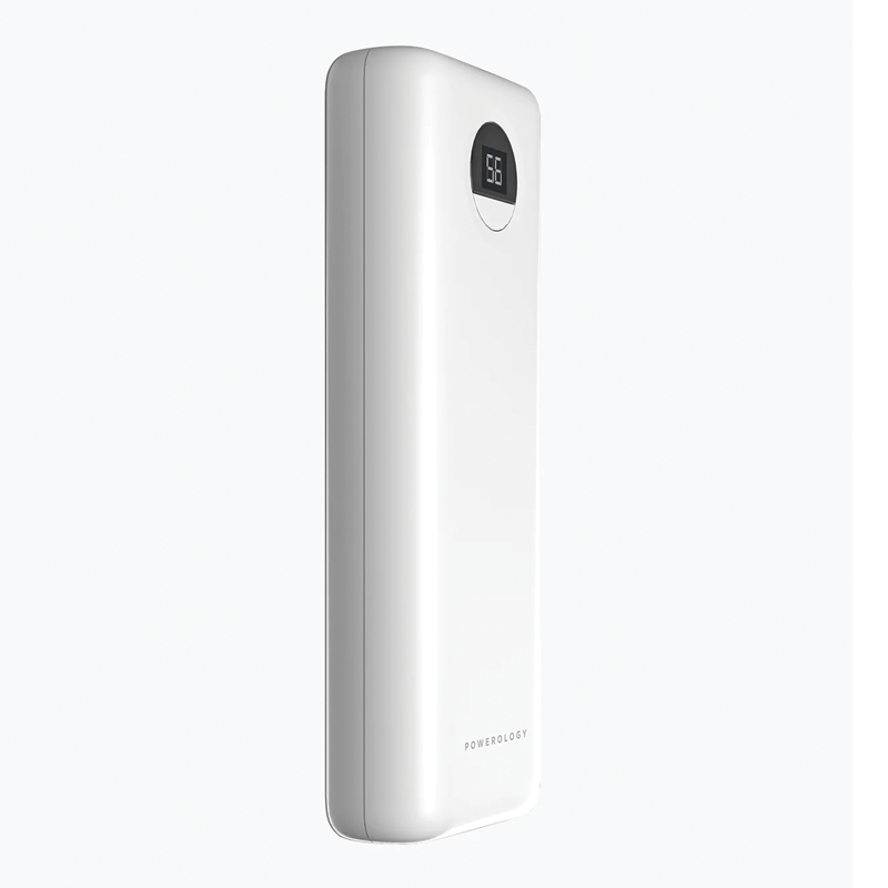 Powerology Power Bank 20000mAh With 30W PD & QC3.0 USB-A and USB-C (WHITE)