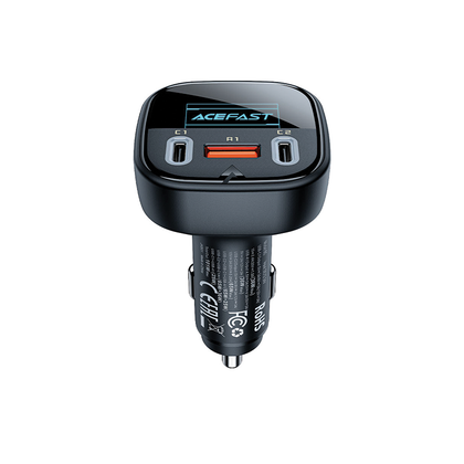 ACEFAST B5 101W (2C+A) metal car charger with OLED smart display,black