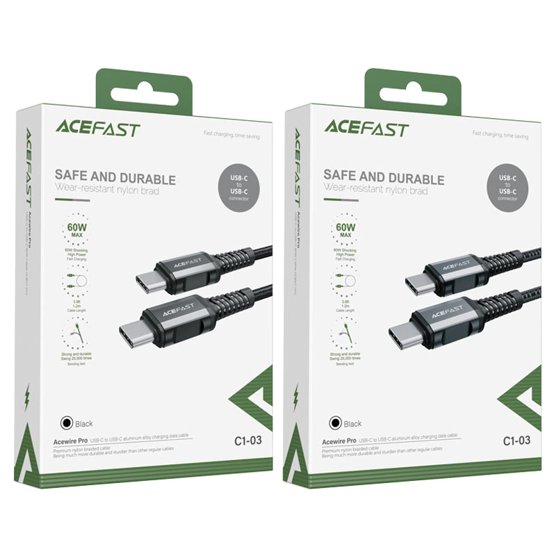 C1-03 USB-C to USB-C aluminum alloy charging data cable,black