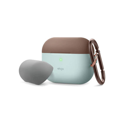 Elago Airpods Pro Duo Hang Case (2 Caps + 1 Body) Top - Dark Brown and Medium Gray / Bottom-Mint