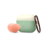 Elago Airpods Pro Duo Hang Case (2 Caps + 1 Body) Top - Classic White and Peach / Bottom - Pastel Green