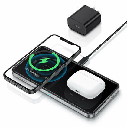 HaloLock™ 2-in-1 Magnetic Wireless Charger - Black