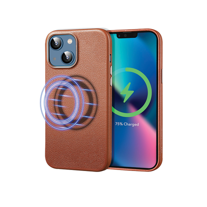 Metro Leather Case HaloLock iPhone 13- 6.1 - Brown