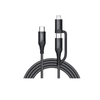 Nylon USB-C to C+Micro 1M Cable Fast Charger Black