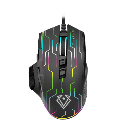 Vertux KRYPTONITE 10000DPI RGB 9 Button Programmable Wired Gaming Mouse - Black