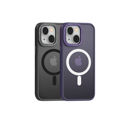 COMMA iPhone14 Plus( Joy Elegant Metal Frame Magnetic Anti-shock Case) (BLACK, PURPLE)